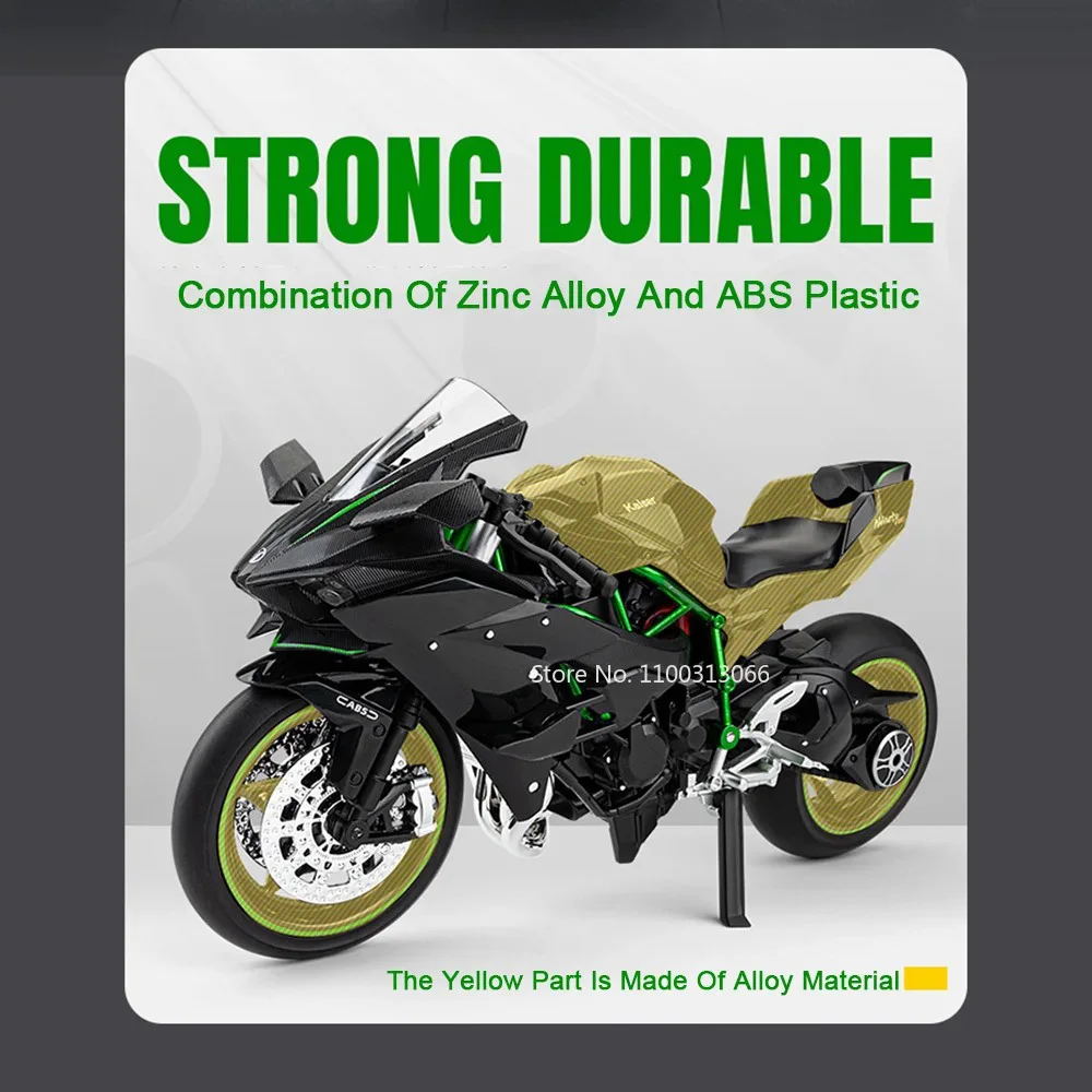 1:9 스케일 가와사키 닌자 H2R 모터 삼륜차 모터사이클 장난감 모델카 라이트 음악 미니어처 차량 소년용 축제 선물