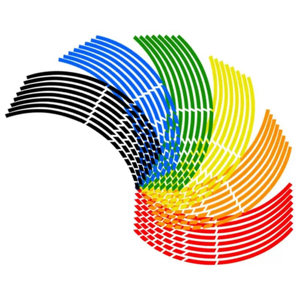 16 Stuks 17-18 "Strips Pvc Motorfiets Wiel Sticker Auto Reflecterende Velglint Motor Fiets Auto Band Decals trim Strip Universele