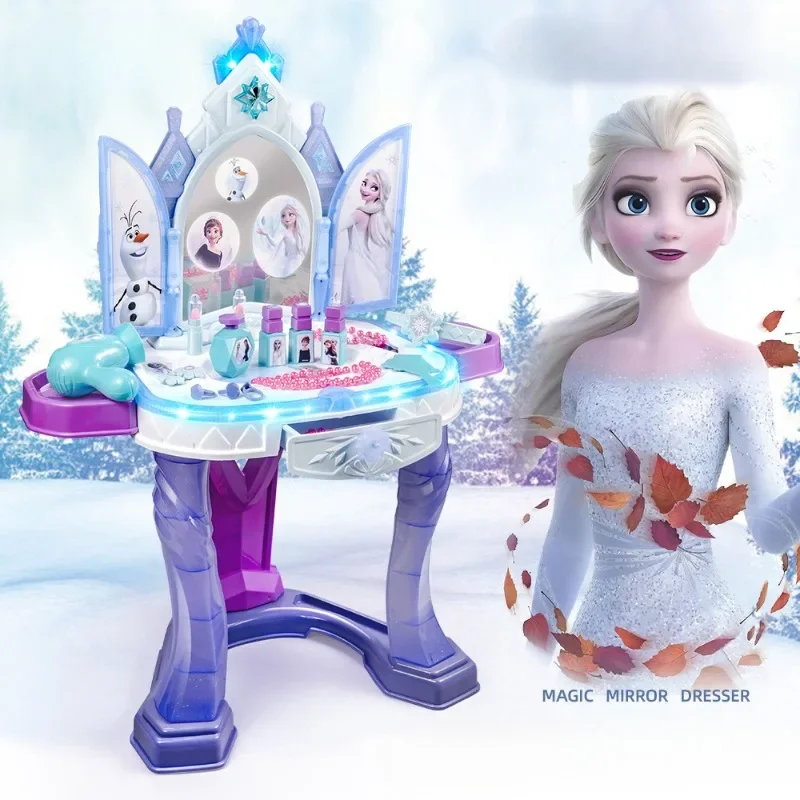 Frozen elsa princesa anime periférico dos desenhos animados penteadeira das crianças criativo kawaii menina caixa de maquiagem princesa jogar casa brinquedos