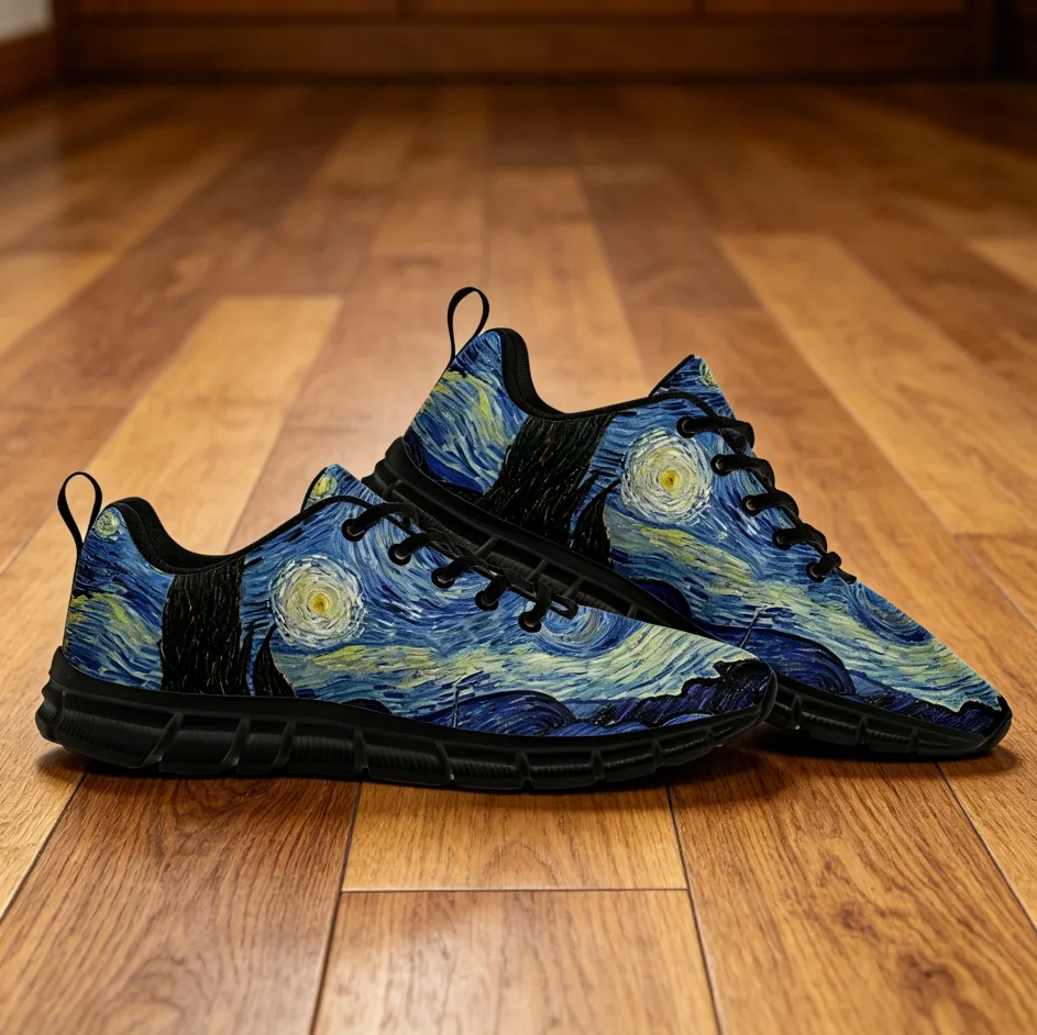 

Van Gogh Starry Night Custom High Top Sneakers, Unisex Casual Sports Shoes for Men Women