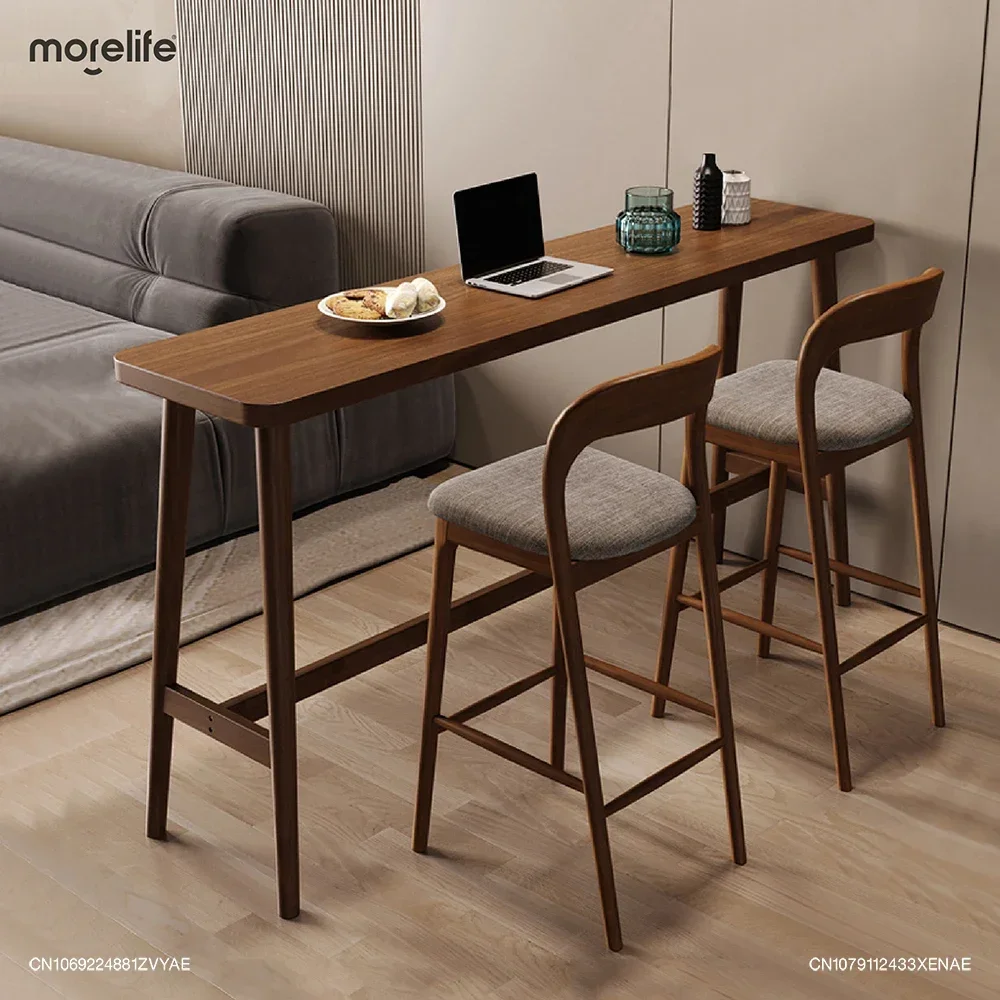 Nordic Designer Solid Wood Bar Chairs Counter Stools Island Table Dining Chair Kitchen High Legged Stool Light Luxury Furniture