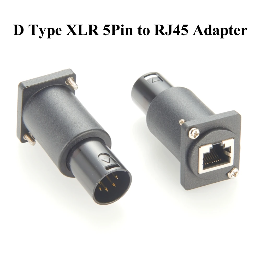 

Тип D XLR 5-контактный разъем «папа» на RJ45 «мама» CAT5e Ethernet-адаптер Фланцевый разъем для крепления на панели шасси для освещения сцены DMX512