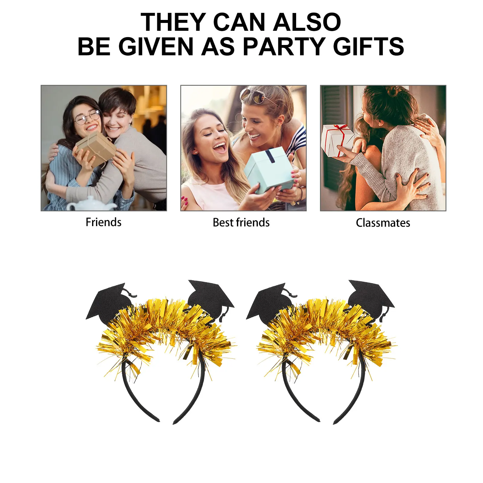 

2Pcs Graduation Hairband Stylish Doctorial Hat Headbands Graduation Party Accessories Unique Hair Hoop Mini Hat Headband