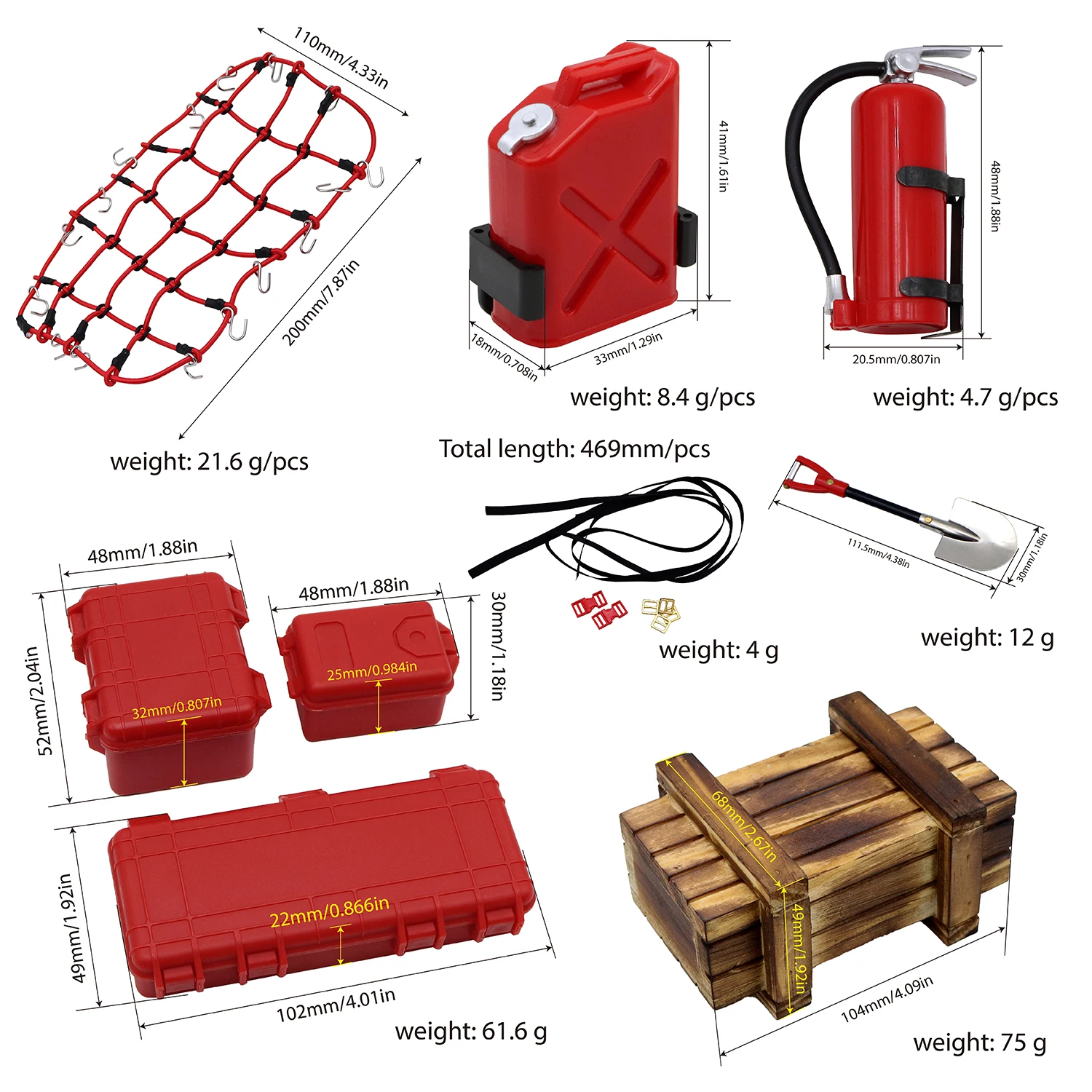 Accessori per strumenti di decorazione per simulazione auto RC adatti per 1/10 RC TRX4 SCX10 WPL C14 Accessori per decorazioni per auto da arrampicata RC