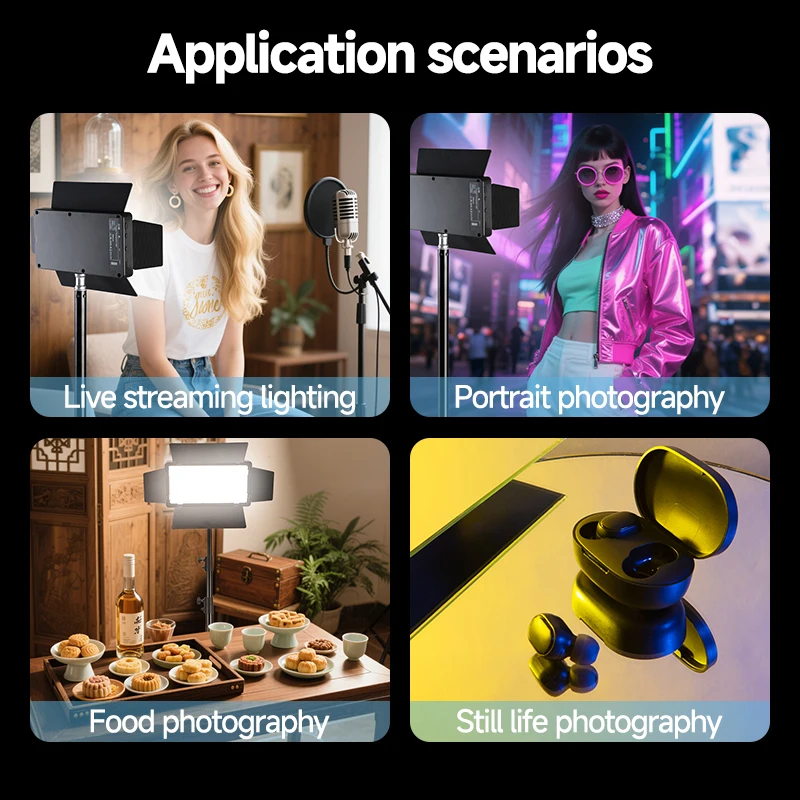 Miaotu RGB LED Video Light 2700K-6500K، إضاءة تصوير قابلة للتعتيم مع بطارية قابلة لإعادة الشحن، CRI95+ لـ YouTube/TikTok/Outdo