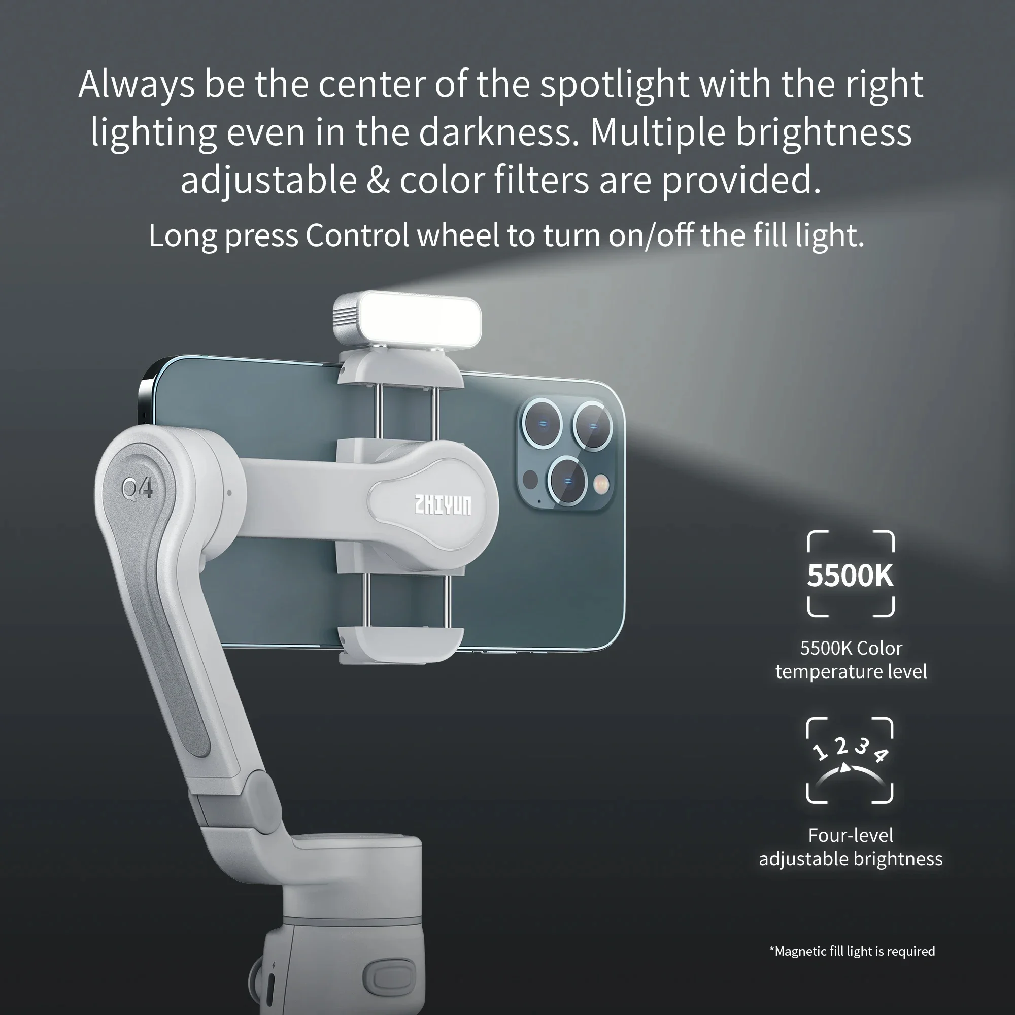 ZHIYUN Smooth Q4 Smartphone Gimbal for iPhone17 pro max/HUAWEI/Samsung/Xiaomi，3-Axis Handheld Stabilizer Phone Gimbals