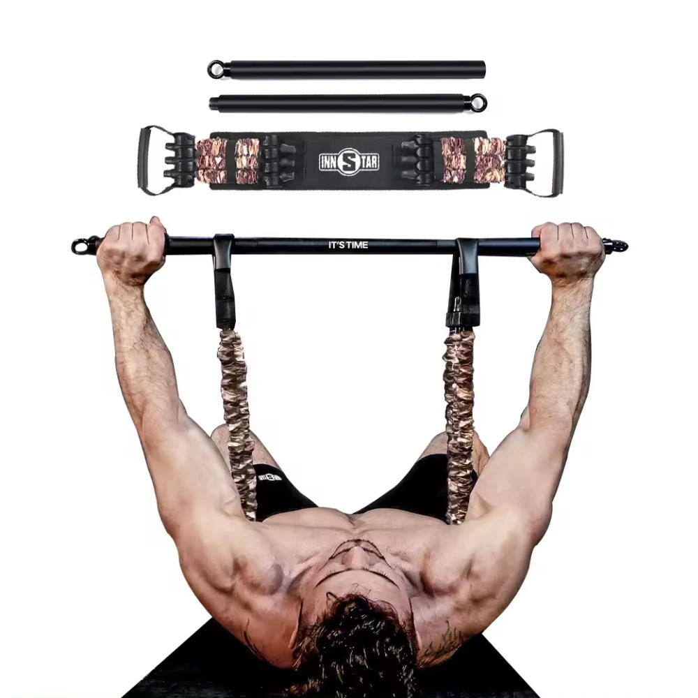 

RTS Hot Sale Bench Press Resistance Band With Bar Body Building Fitness Gym Equipment