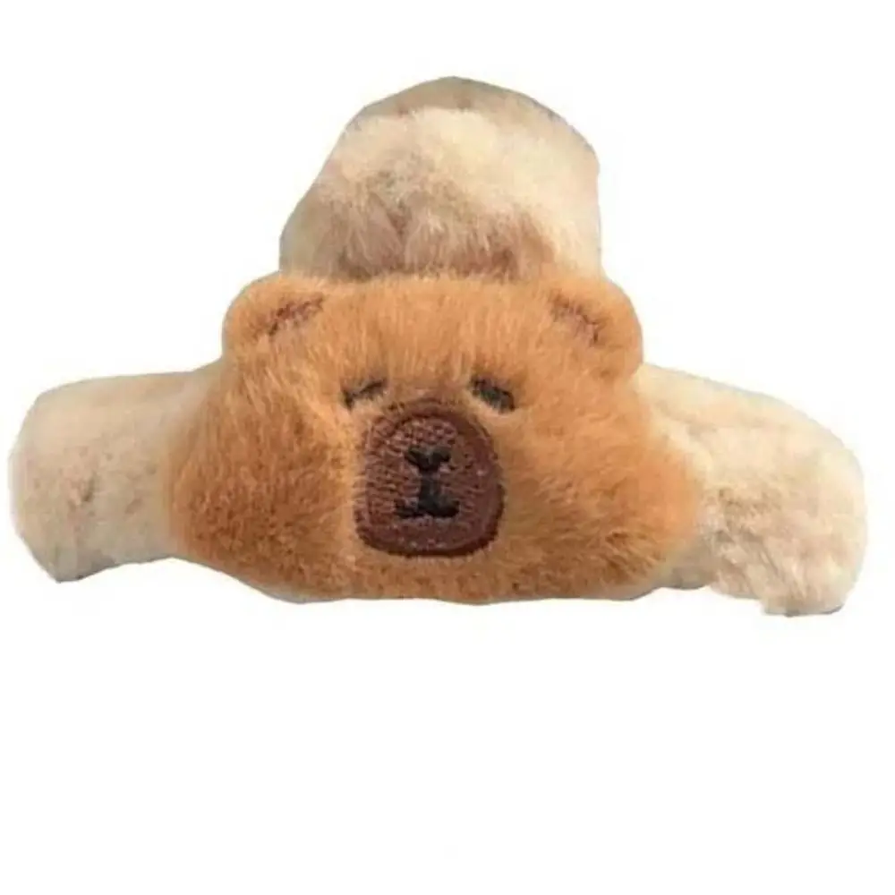 

Large Plush Capybara Shark Clip Turtle Plaid Bow Capybara Hair Rope Elastic Crooked Head Hair Loop Daily