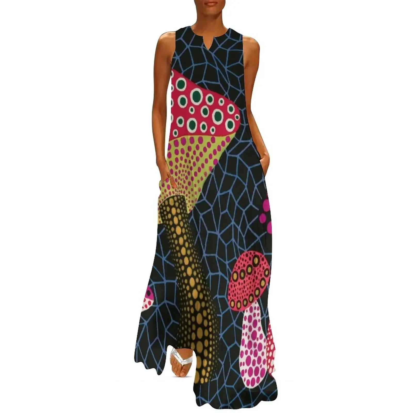 

Yayoi Kusama | Mushroom Long Dress Beachwear long sleeve dress Women's summer dress
