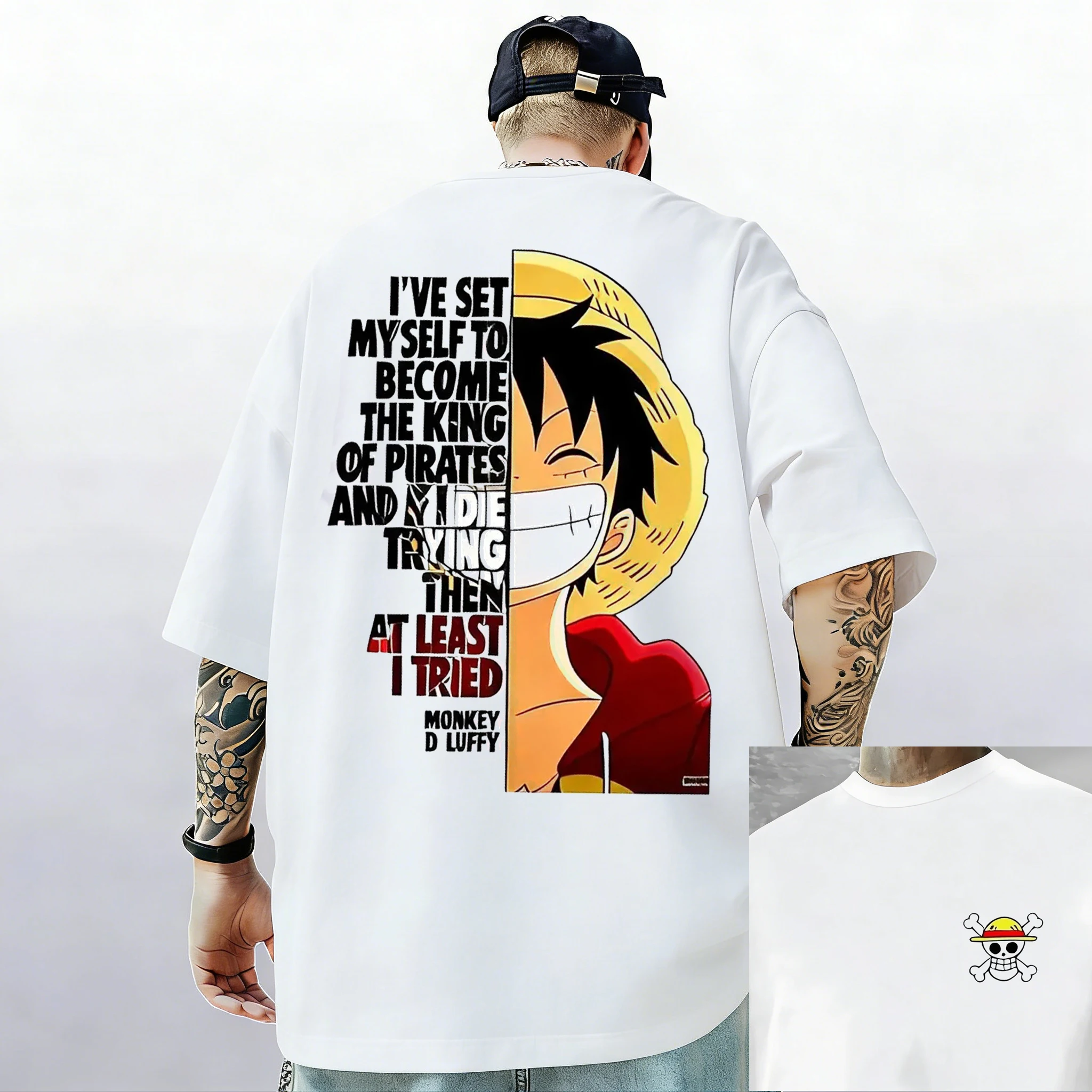 One Piece Japanese Anime Print Cotton T-Shirt Monkey D Luffy Men Women Casual Short Sleeve Luffy T-shirt Casual Streetwear Tops