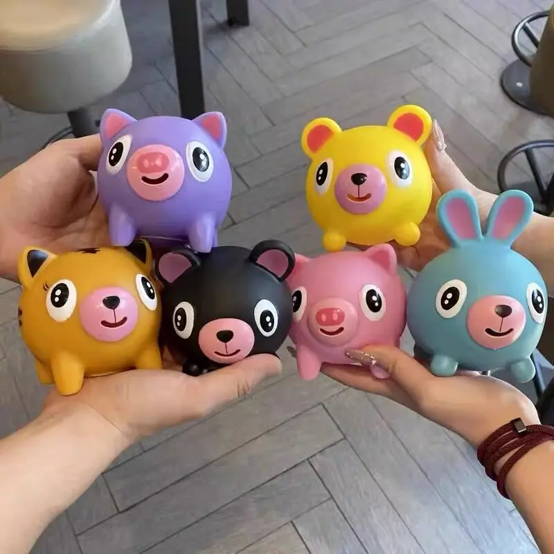 Brinquedos coloridos de animais para crianças, estresse suave alivia jogos de bola, engraçado urso e porco falando, brinquedo de descompressão para