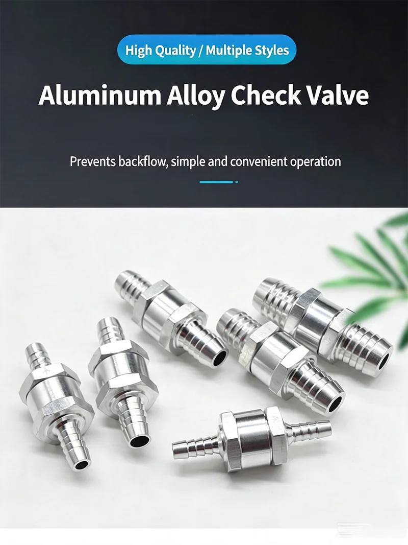 6 Sizes Aluminum Alloy One Way Check Valve 6/8/10/12/14/16mm Fuel Non Return Valve Fit Motorcycle Carburetor Fuel Pipe