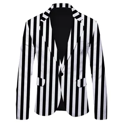 2024 Mens Blazer Fashion Casual Striped Notch Lapel Slim Fit Blazer Blazer Business Suit Jacket Men's Elegant Blazer  Stage