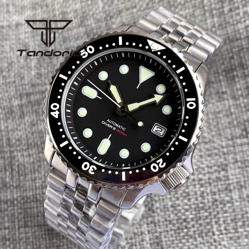 

Tandorio 41mm 20Bar NH35A Automatic Dive Wristwatch for Men Steel Bracelet Sapphire Glass Date Black/Blue/Green Luminous Dial