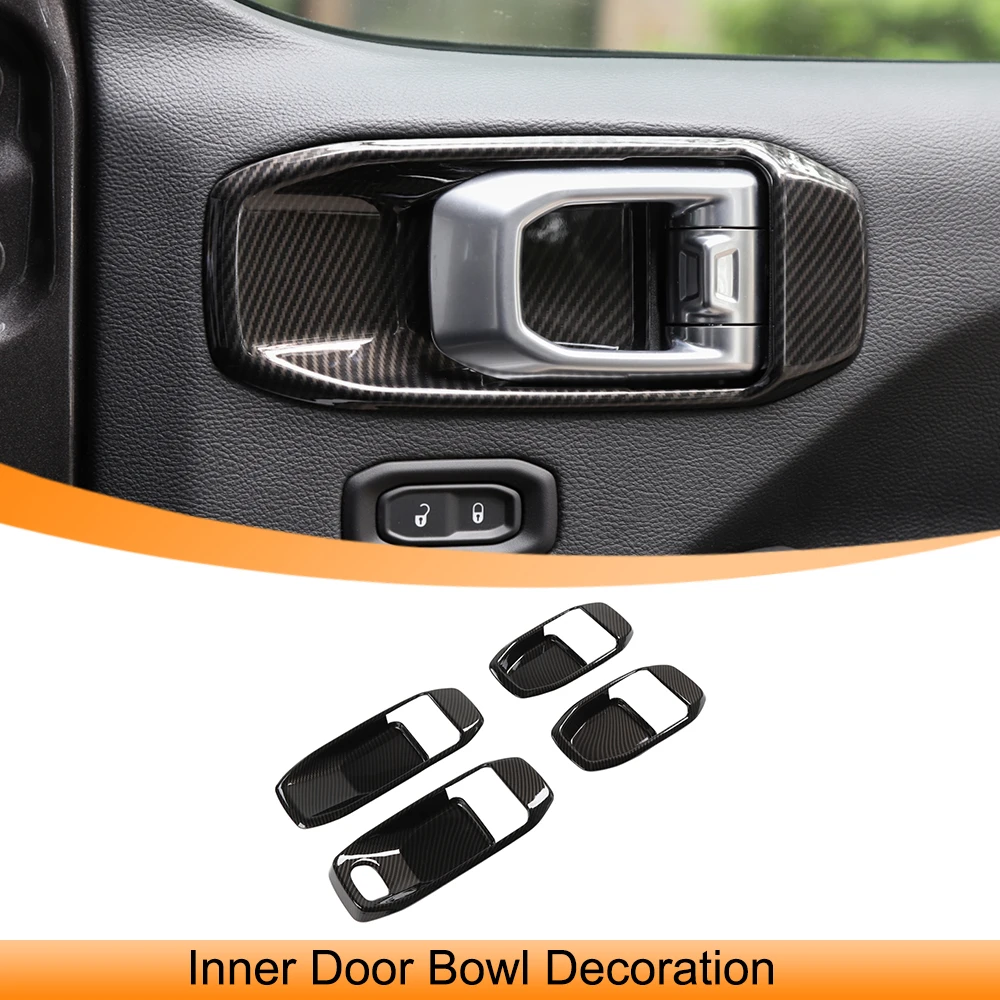 Car Inner Door Handle Bowl Decoration Cover Trim Stickers for Jeep Wrangler JL Gladiator JT 2018-2022 2023 Interior Accessories