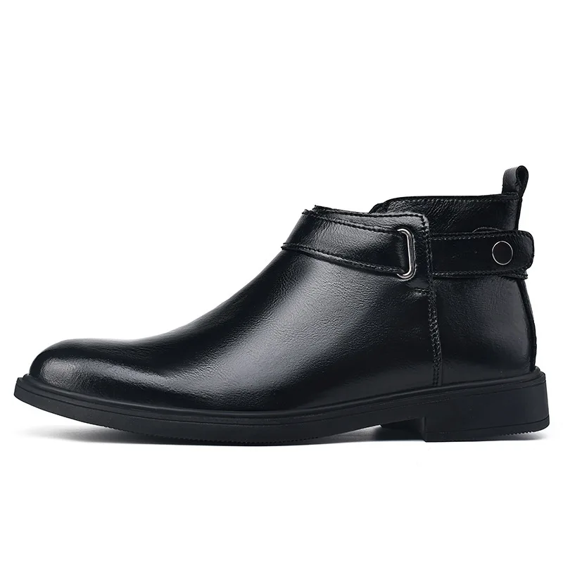 

Men's Chelsea Boots Autumn Winter Thi Heel Large Size Casual Leather oes Breathable round Toe Rubber Sole Busin Sle