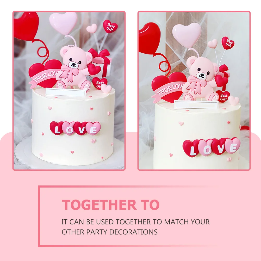 

4Pcs Cake Plug-in Cards Heart Shape Cake Picks for Valentine's Day Anniversary Decoration Dessert Topper