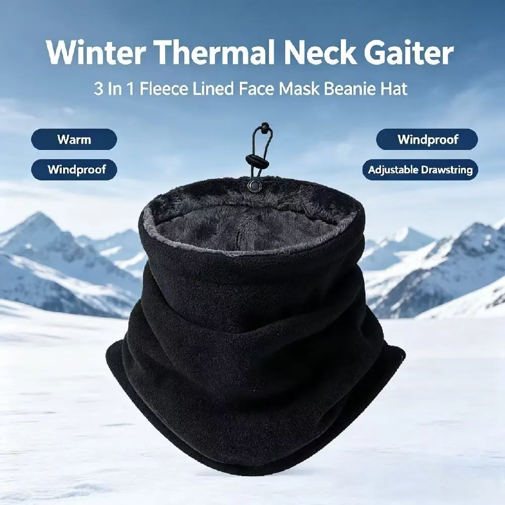 Winter MotorcycleWarm Mask Men Women Fleece Neck Outdoor Warmer Windproof Scarf Camping Hiking Balaclava Cycling Face Mask