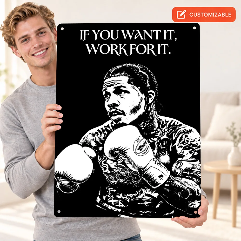 Gervonta Davis Boxing Textured Metal Poster Personalized Aluminum Sign Inspirational Quote Design Wall Art For Sports Lounge