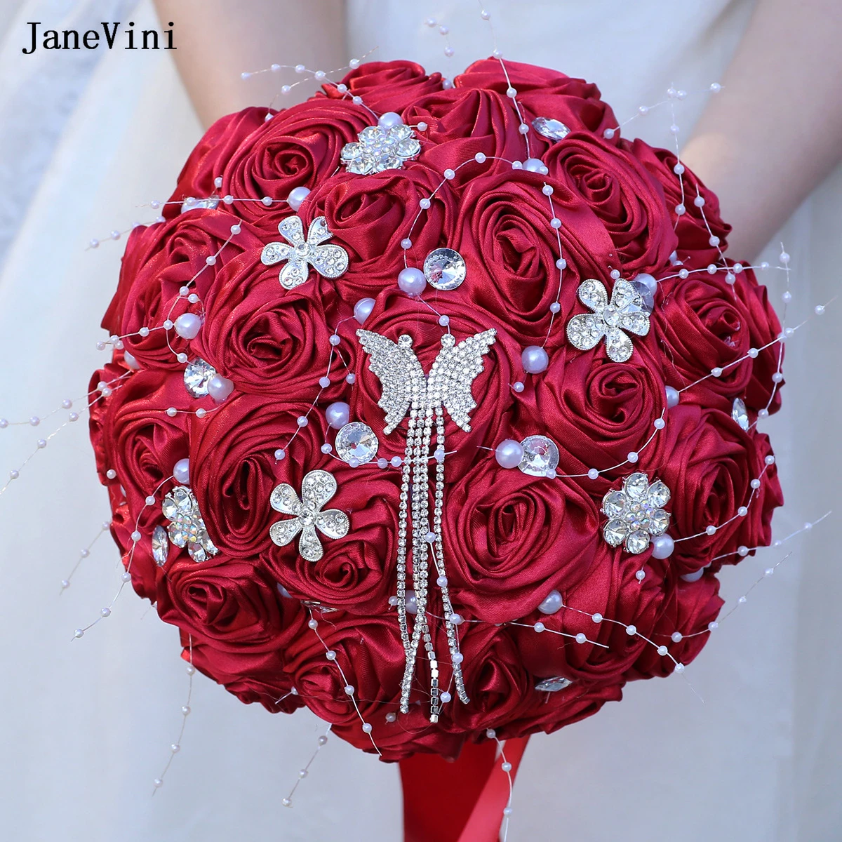 janevini-–-bouquets-de-mariee-bordeaux-avec-papillon-et-diamant-roses-artificielles-en-satin-perles-bouquet-de-mariee-fleurs-accessoires-de-mariage