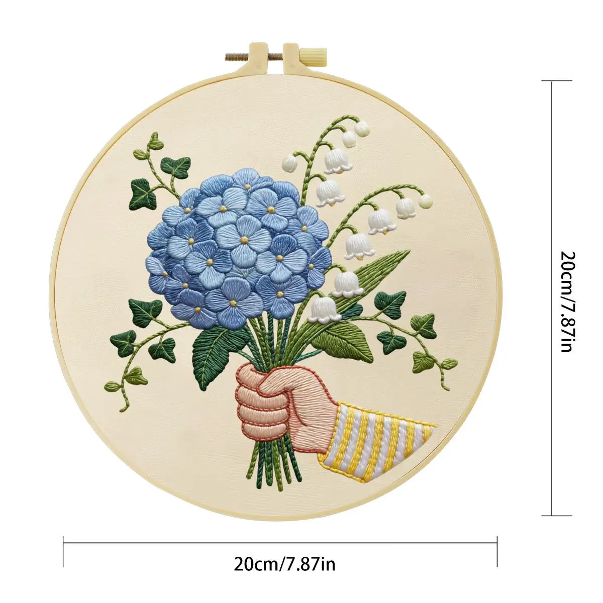 1 Stück 20X20CM/15X15CM 7,87/6,3 Zoll Fußball-Blumen-Stickerei-Starter-Kit DIY-Stickerei-Set Handarbeiten Malerei – Detail 2