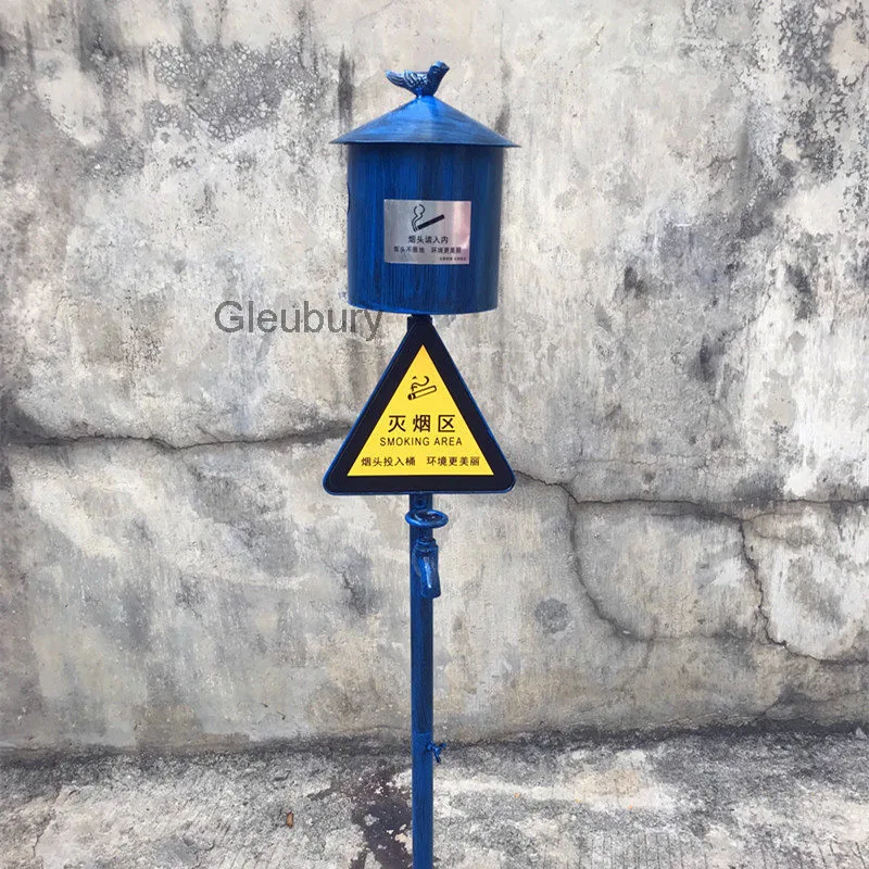 Outdoor standing smoking area, ashtray, public space, creative smoking column, cigarette butt collection bin