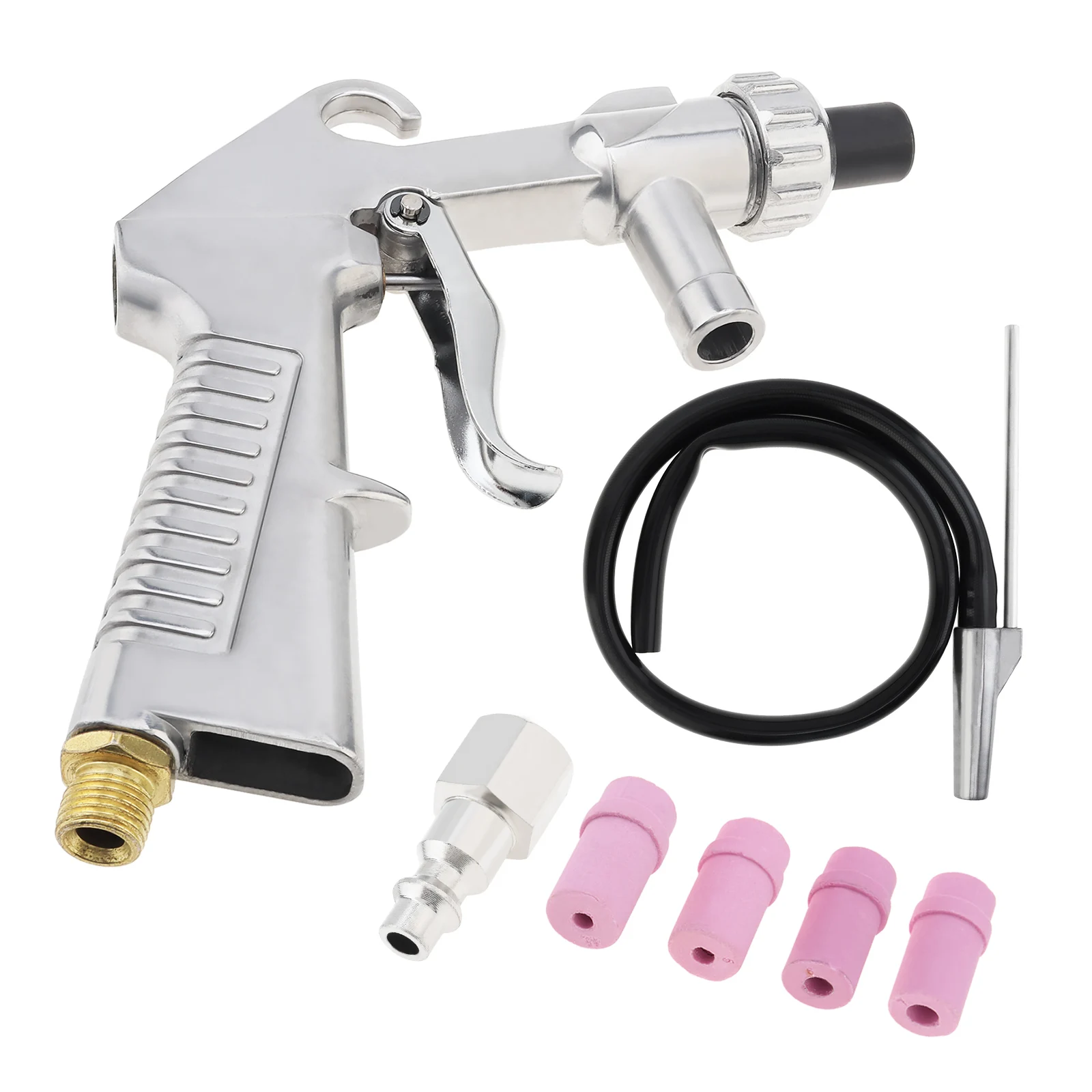 

Sandblaster Air Siphon Feed Blast Gun with 4pc Nozzles Tip Feed Sandblasting Spray Gun Pneumatic Abrasive Sand Blasting Tool Kit