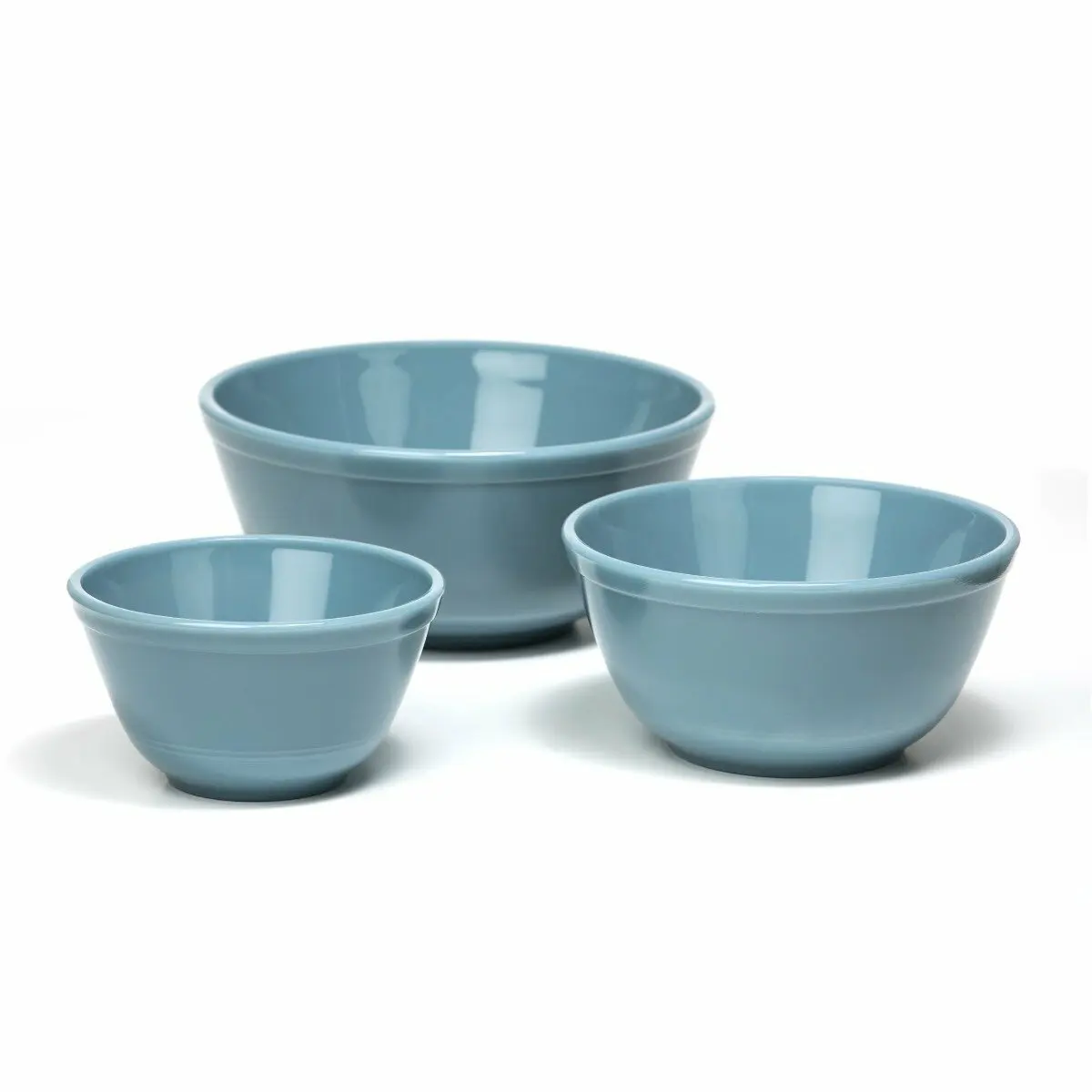 

Glass Mixing Bowl Set 3 Piece 20 40 60 oz with Handles Non Slip Base for Baking Cooking Kitchen Utensils Georgian Blue Home
