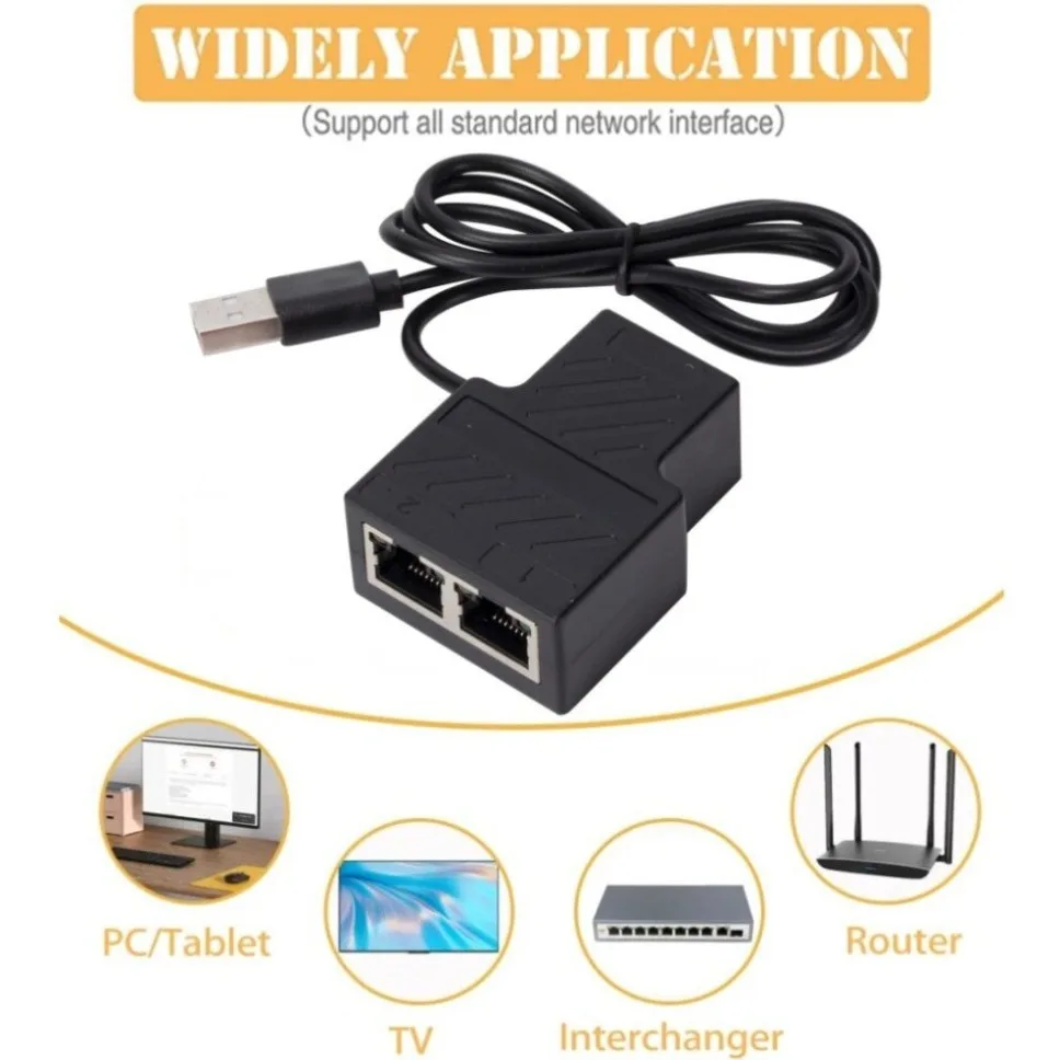 RJ45 Splitter Adapter 1 to 2  RJ45 Female to RJ45 Female Port 8P8C Extender Plug LAN Interface Ethernet Socket Connector Coupler