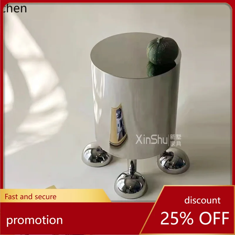 CZ Living Room Stainless Steel Coffee Table Small Apartment Round Modern Simple Home Creative Bedside Table Side Table