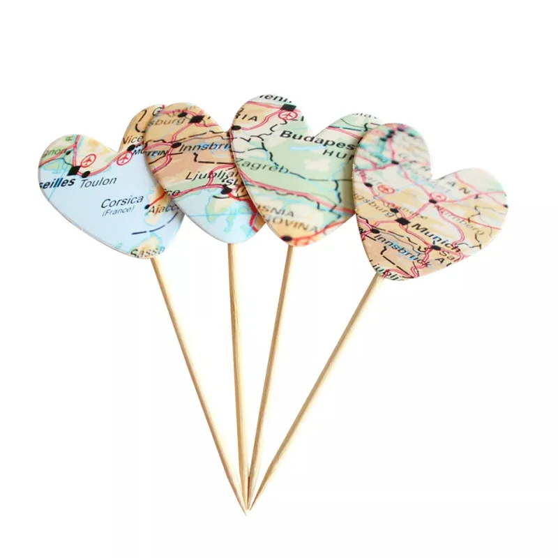 Reise-Cupcake-Topper, Flugzeugkarte, Herz, Reise-Kuchenaufsatz, Picks für Weltreisen, Mottoparty, Geburtstag, Babyparty, Hochzeit – Detail 8