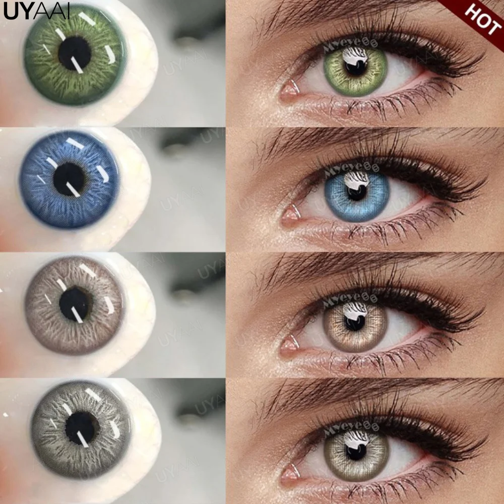 UYAAI lentes de contacto de Color cosmético pupilas de colores 2023 nuevas lentes azules descuentos de lentes baratos contactos de ojos azules de moda