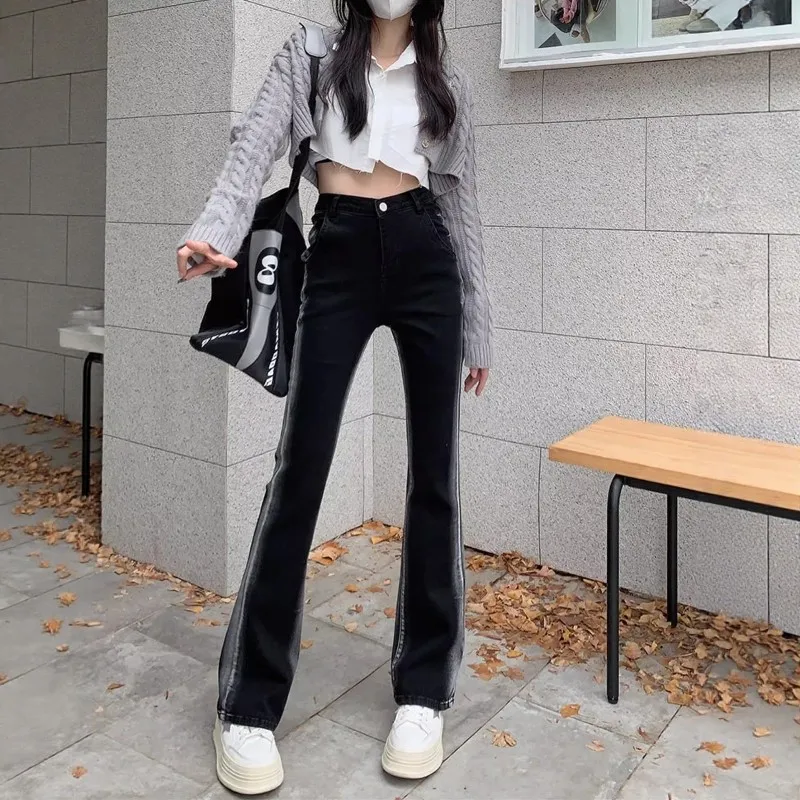 

High Waist Slimming Denim Pants Women's Fashion Spring Summer New Style Elastic Hoof Pants Casual Cotton Jeans