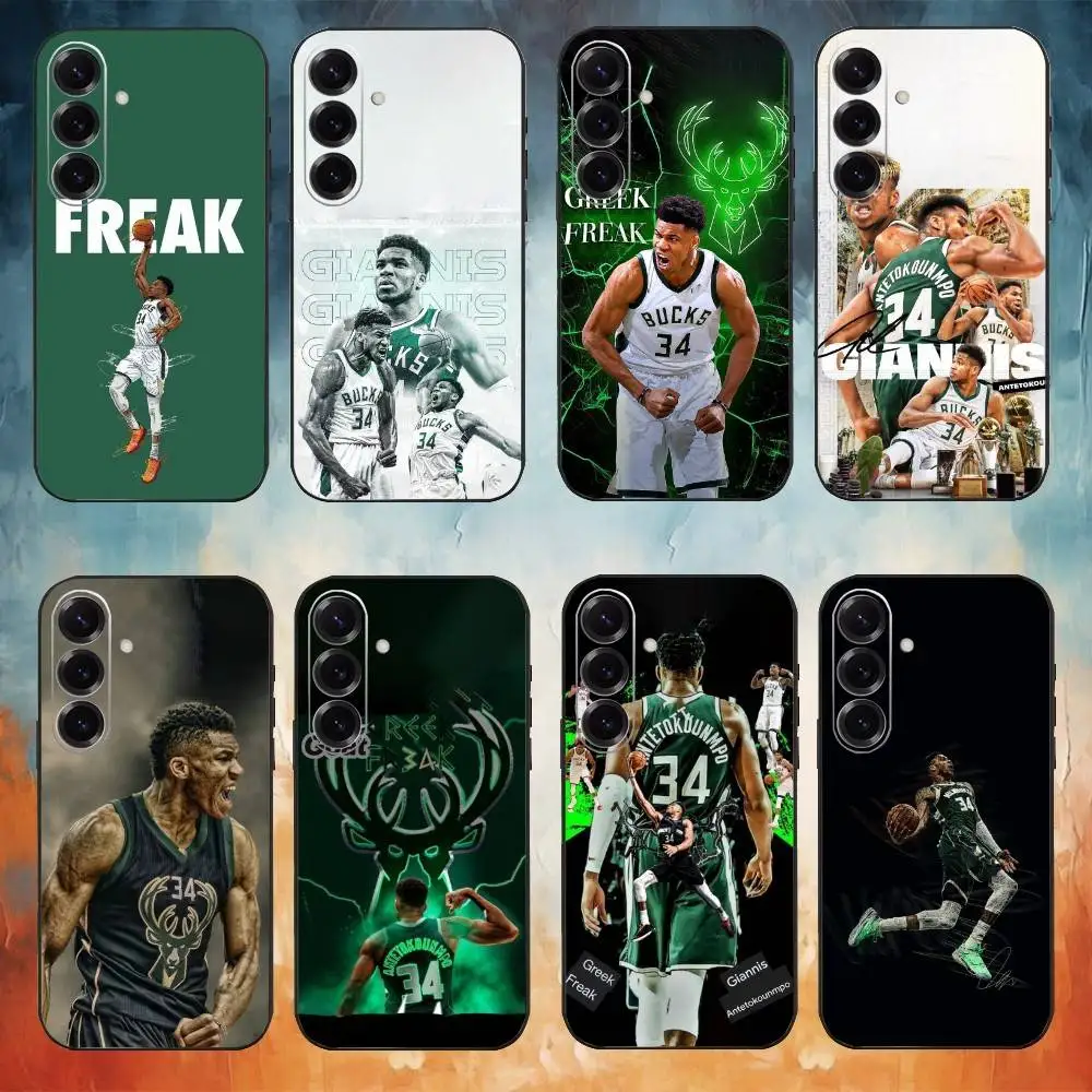 Capa de telefone basquete g-grego f-freak 34 para samsung galaxy a73, a72, a71, a70, a53, a52, a51, outras capas pretas macias