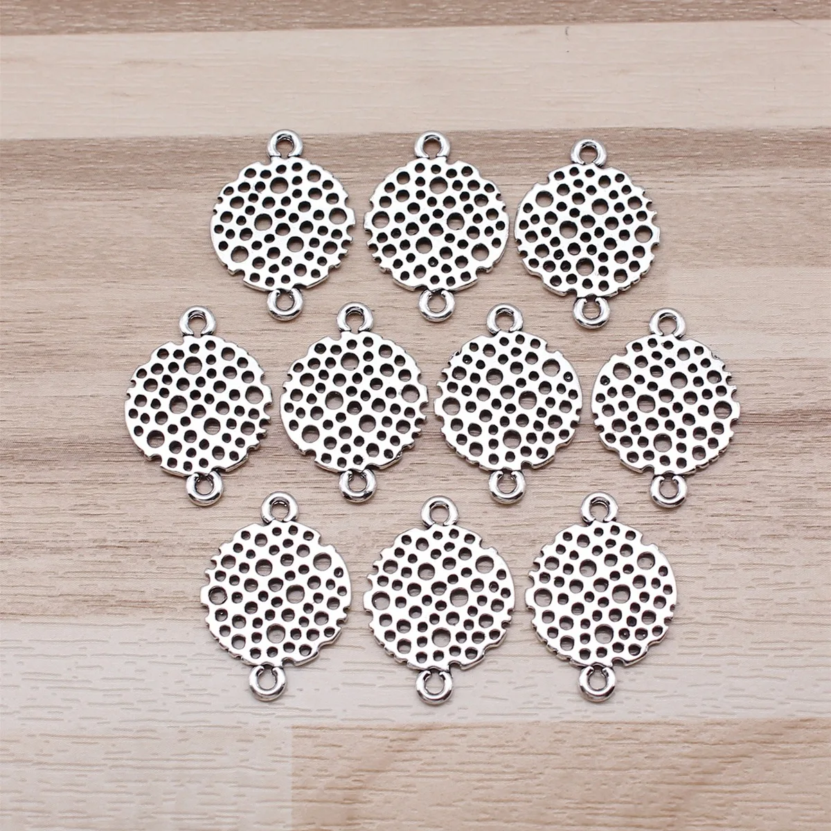 IFOCUS 10pcs/Lot Hollow Flower Connector Charms For DIY Jewelry Making Zinc Alloy 21x15mm/0.83x0.59inch