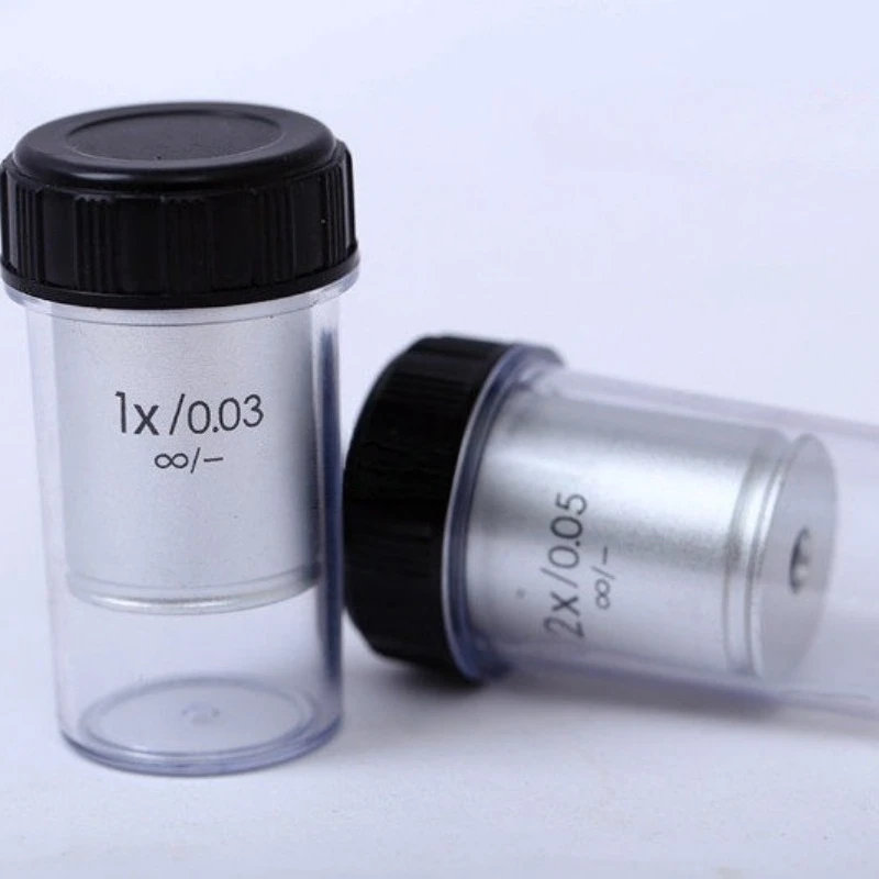 1X 2X Low Magnification Infinity Objective 195 Achromatic Objective Lens RMS Thread 20.2 mm Biological Microscope