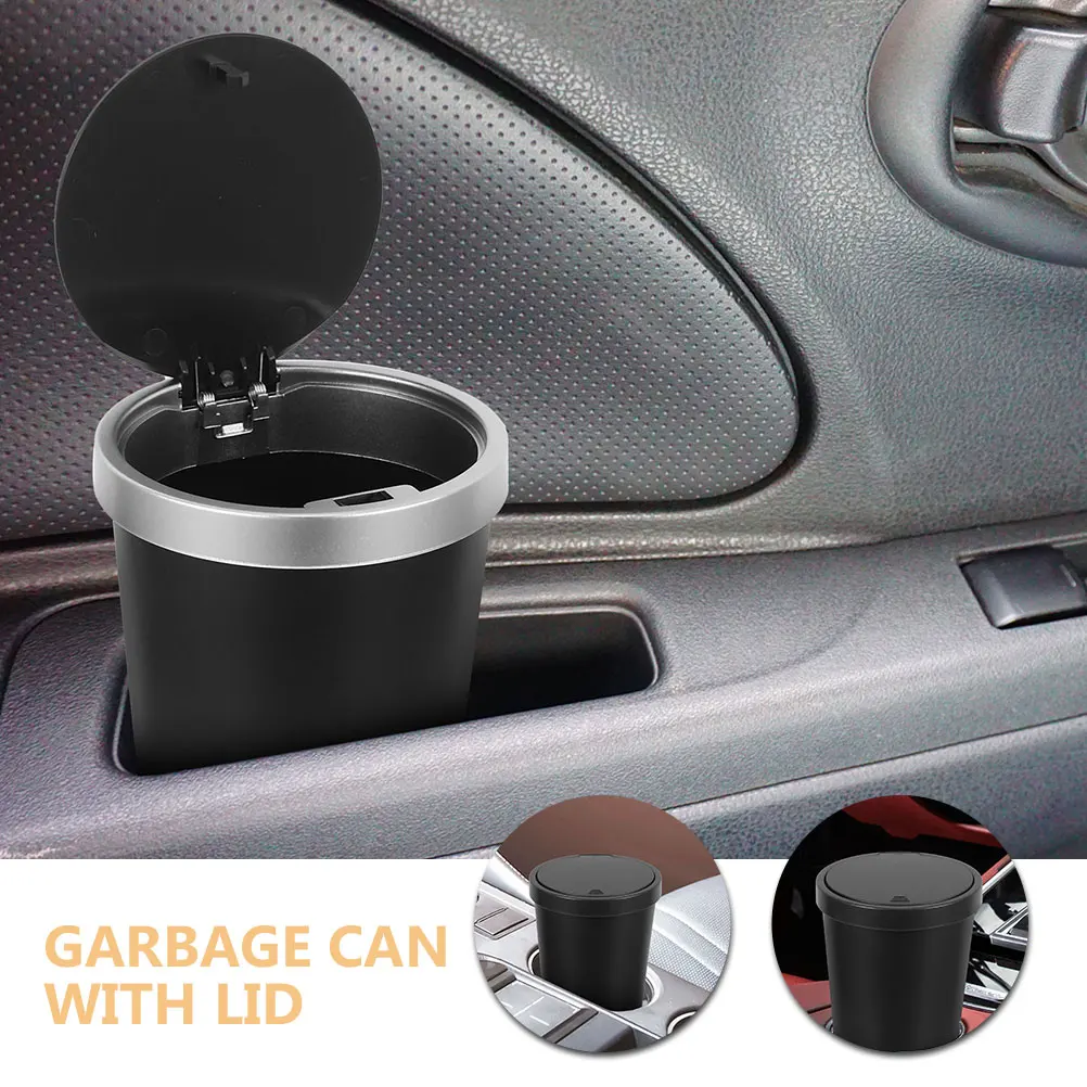 

2pcs Mini Storage Bucket Cup Car Accessories Trash Can Holder Accessories PP Waterproof Garbage Bin Lid Console