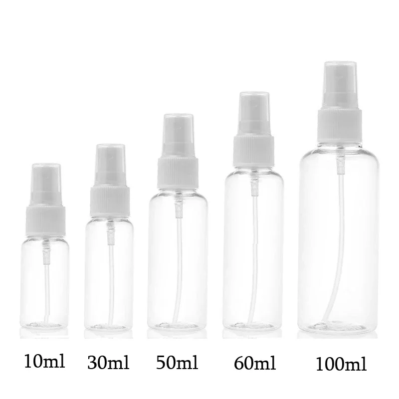 10Pcs Spray Bottle 10ml 30ml 50ml 60ml 100ml Wholesale Empty Vial Refillable Mist Pump Perfume Essential Oil Atomizer Travel