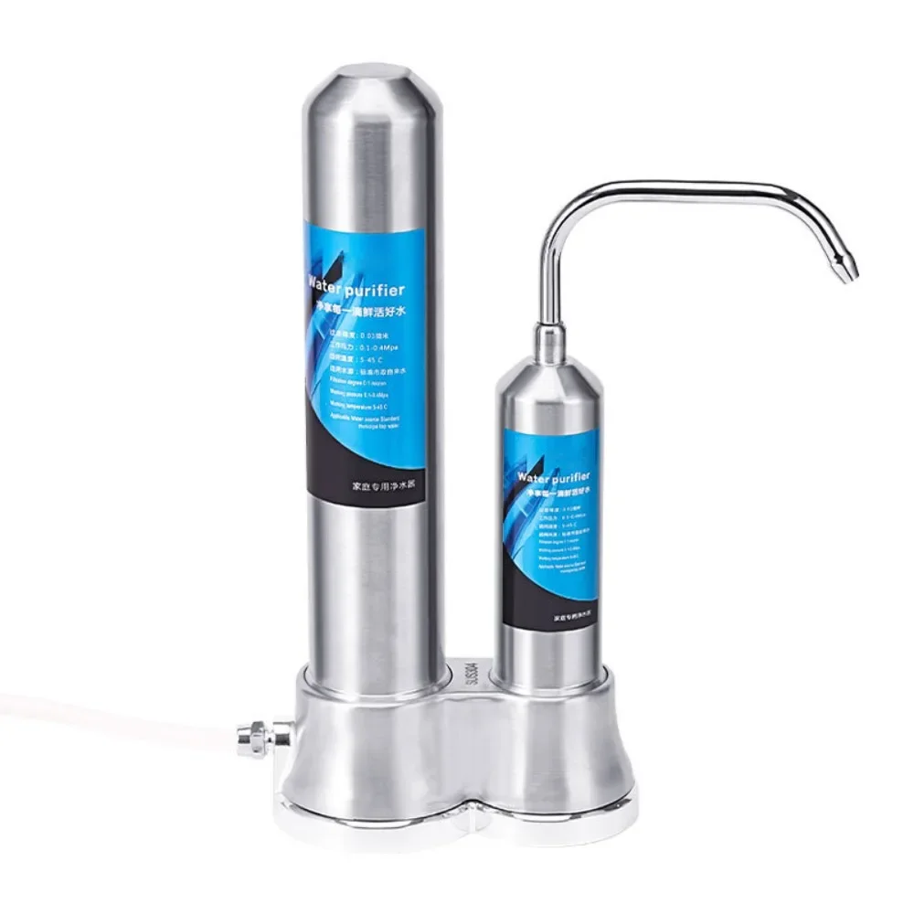 Stainless Steel Countertop Water Filter System - Premium Purifier Reduces PFAS PFOA PFOS Chlorine & Bad Taste for Pure Water