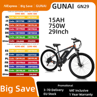 GUNAI GN29 City Electric Bicycle 750W Motor 29 * 2.1 inch Tire 48V 15ah Battery Dual Disc Brakes 21 Speed Adult Mountainous Cycl