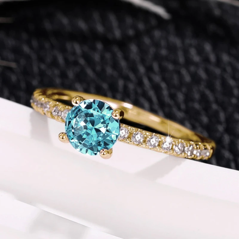 Huitan Klassisches 4-Krallen-Design, rund, Zirkonia, für Damen, Hochzeit, Verlobungsringe, 3 Farben erhältlich, zurückhaltender Brautschmuck, heißer Verkauf – Detail 28