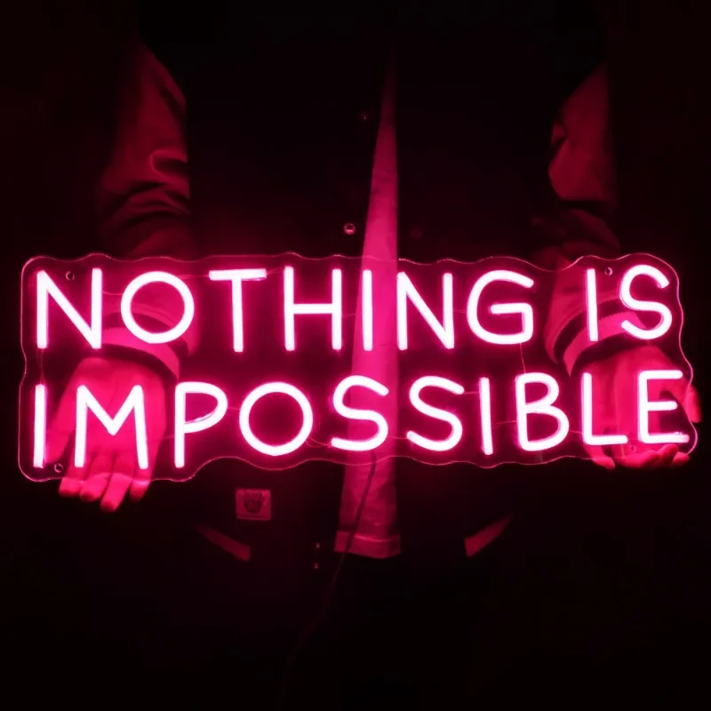 

NOTHING IS IMPOSSIBLE Neon Sign LED Letters Bedroom Decoration Personalized Led Neon Wall Aesthetic Room Decor Advertising Light