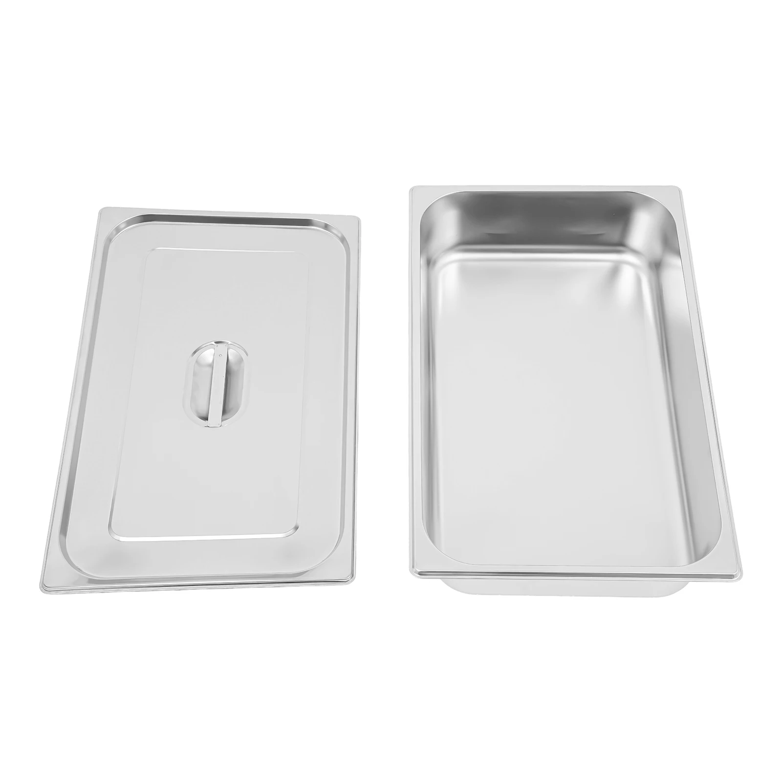 

4 PCS 7.5L Steam Table Pan with Lid, 201 Stainless Steel Electrolytic Food Pan, Integrated Molding 0.8mm Wall Thickness, for Commercial Restaurant Hotel Buffet Snack Bar Home Food Storage