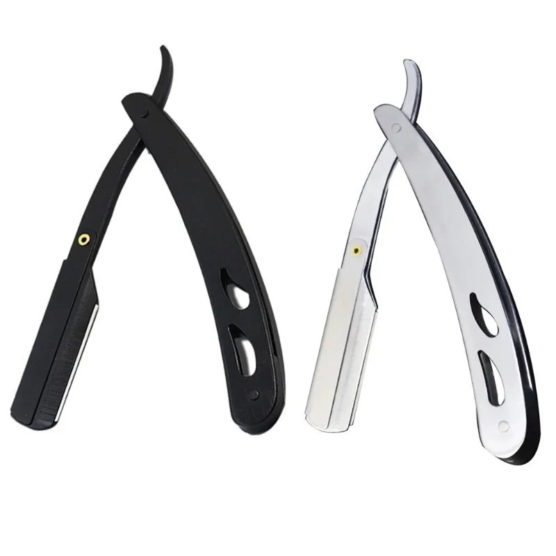 

Старомодные складные ручные бритвы с ручкой из нержавеющей стали, портативные инструменты для чистки лица для парикмахерской, мужской триммер для бороды без лезвия