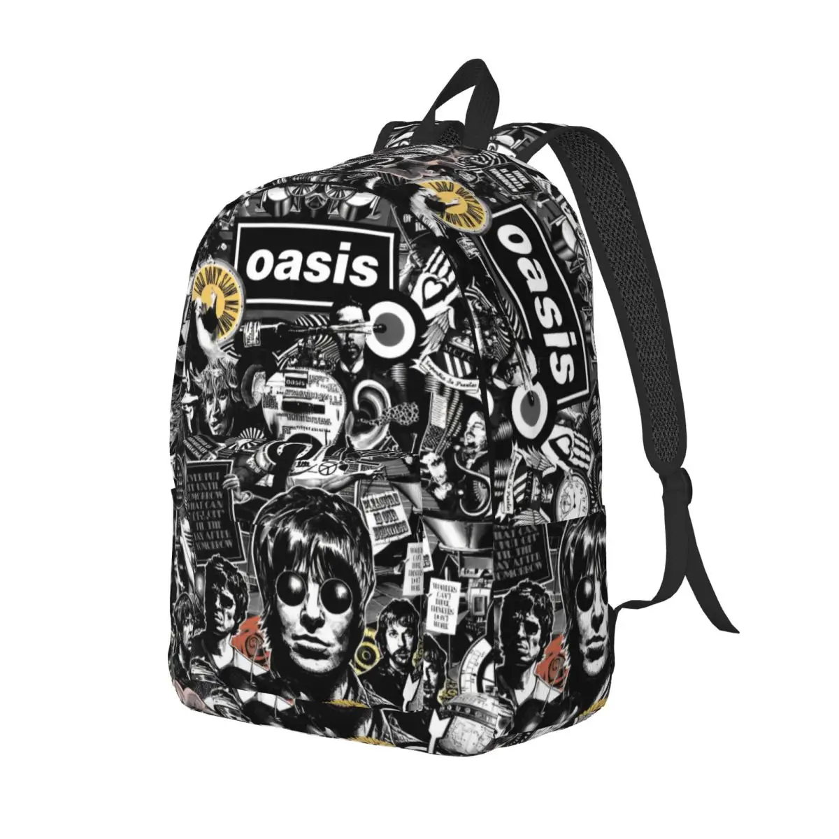 록 밴드 영국 음악 앨범 클래식 배낭 선물 학생 작업 O-Oasis Daypack 남성용 여성용 대학 캔버스 가방