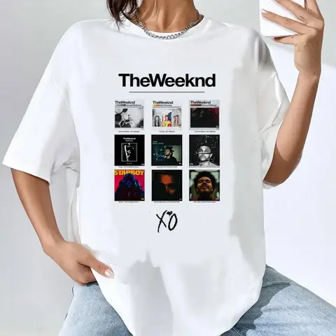 the Weeknd top tees girl Psychedelic Vintage Pop Culture korean clothes Gothic top tees Psychedelic korean clothes 80s