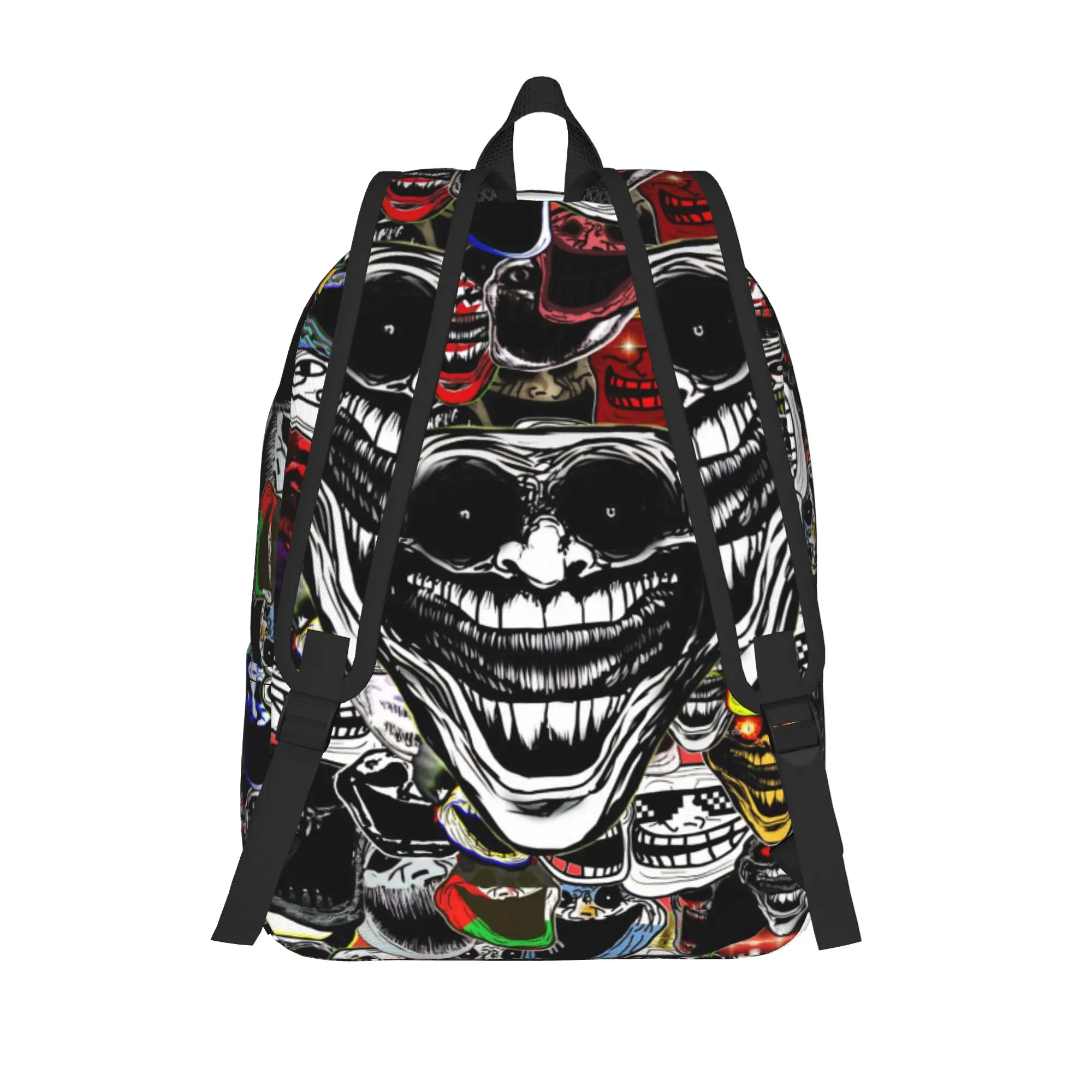 Evil Troll Face Meme Funny Casual Backpack with Pocket High School Business Horror Humor Daypack Men Women College Shoulder Bag