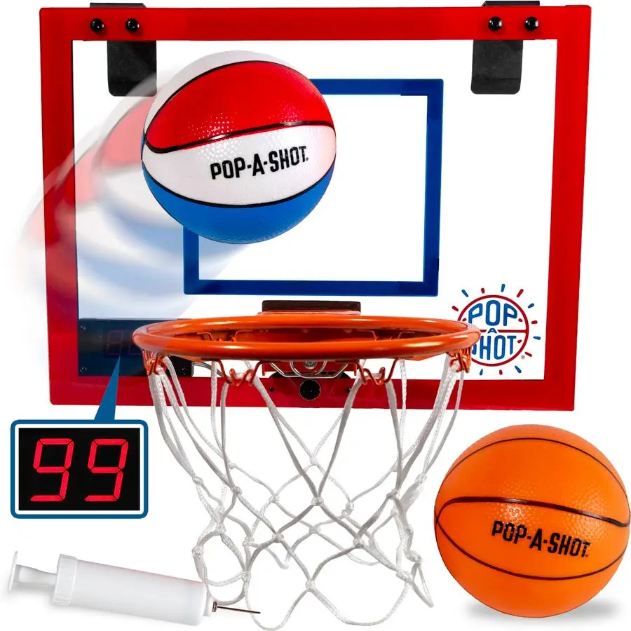 

Super Slam Over The Door Mini Basketball Hoop for Adults 2 Included Basketballs and Pump Built for Dunks Breakaway Rim Shatter R