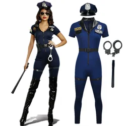 Halloween Policeman Costumes For Women Police Role Play Uniform Cop Performance Jumpsuit Carnival Cosplay Party Dress