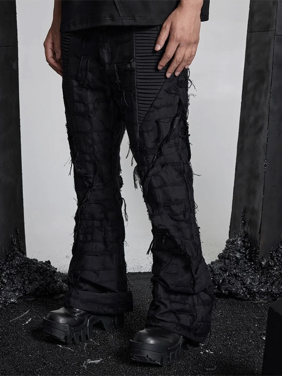 Distressed Tassel Stitching Texture Avant-Garde Jeans Trousers Casual Pants for Men and Women